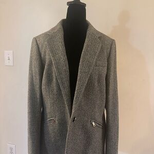 Ralph Lauren Black and White Wool Herringbone Blazer